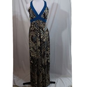 Studio Connection Print Halter Maxi Dress Size 14